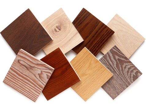 Isolated samples of wood flooring in 8 different colors